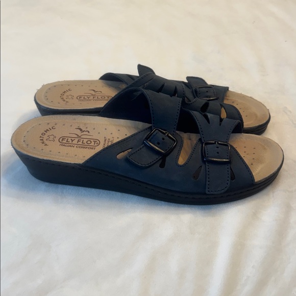 Fly Flot Women's Navy Wedge Sandals, sz 41 (US 9- see size chart) - Picture 2 of 12
